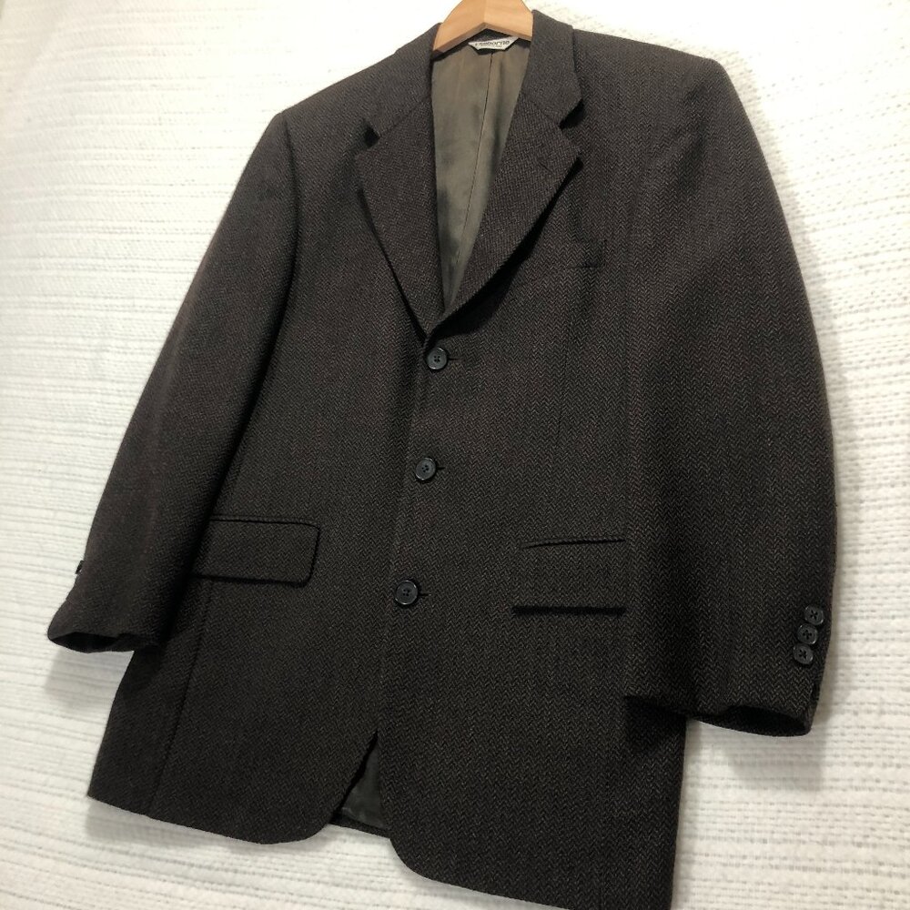 Claiborne Lambs Wool Men's 3 Button Herringbone Blazer Size 38R